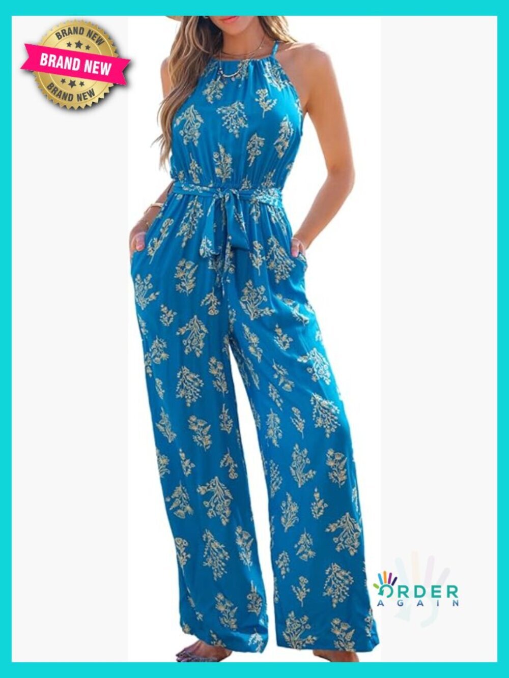 CUPSHE Women's Casual Loose Overalls Jumpsuits High Neck Sleeveless Wide Leg